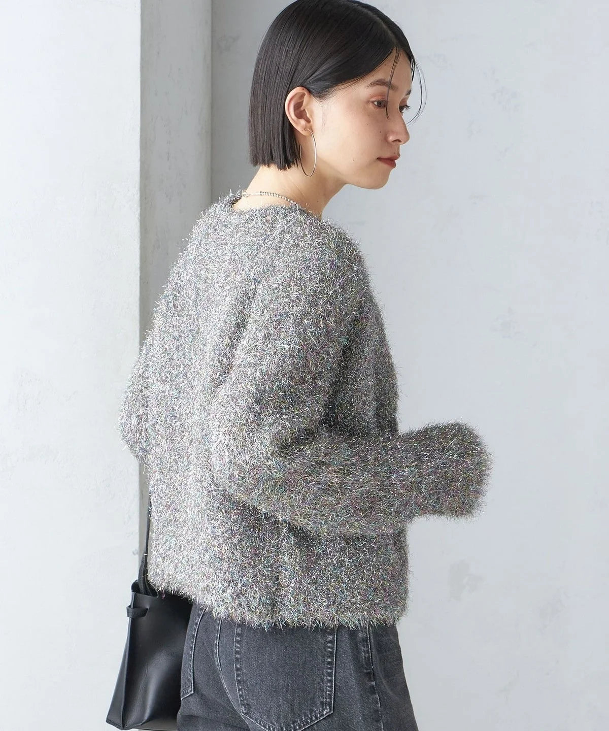 〈手洗い可能〉ラメ ニット 配色 カーディガン