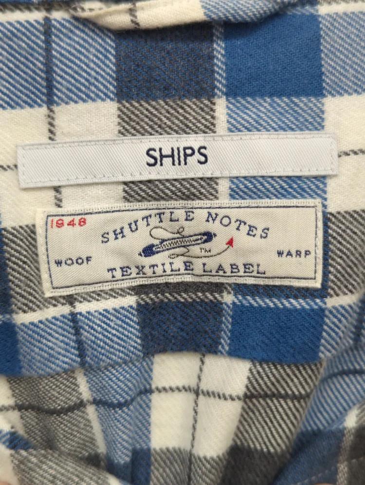 SHIPS: 16FW Shuttle notes インディゴ チェック セミワイドカラー シャツ