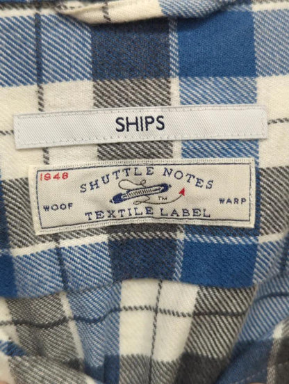 SHIPS: 16FW Shuttle notes インディゴ チェック セミワイドカラー シャツ