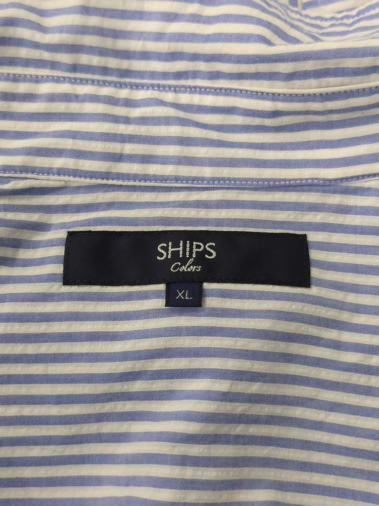 SHIPS Colors:〈洗濯機可能〉シアーサッカー スキッパー 7分袖 シャツ