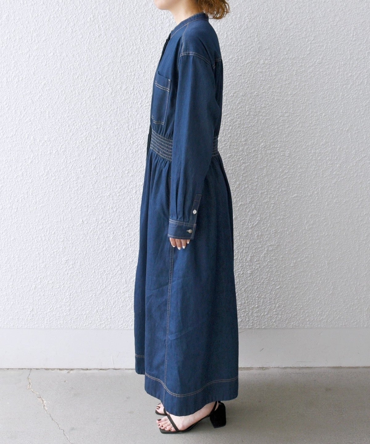 SHIPS any: シャーリング デニム ポケット ワンピース ［SHIPS any DENIM］