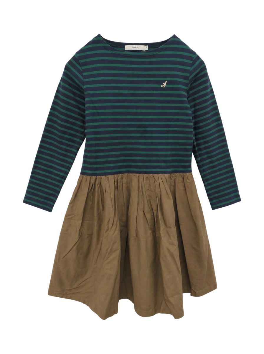 SHIPS KIDS:ボーダー×タイプクロス ワンピース(100〜130cm)