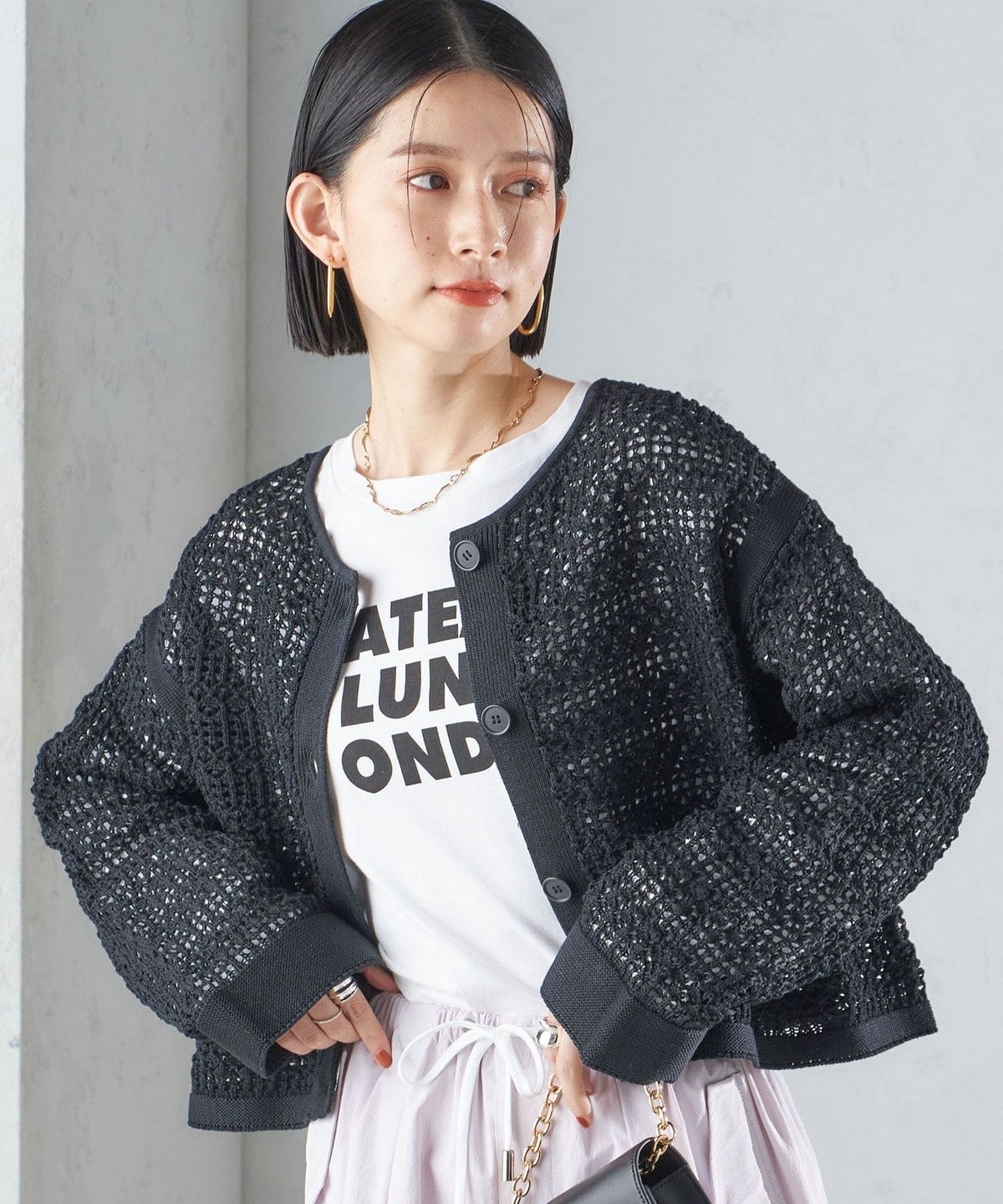 〈手洗い可能〉透かし編み 2WAY ニット ジャケット
