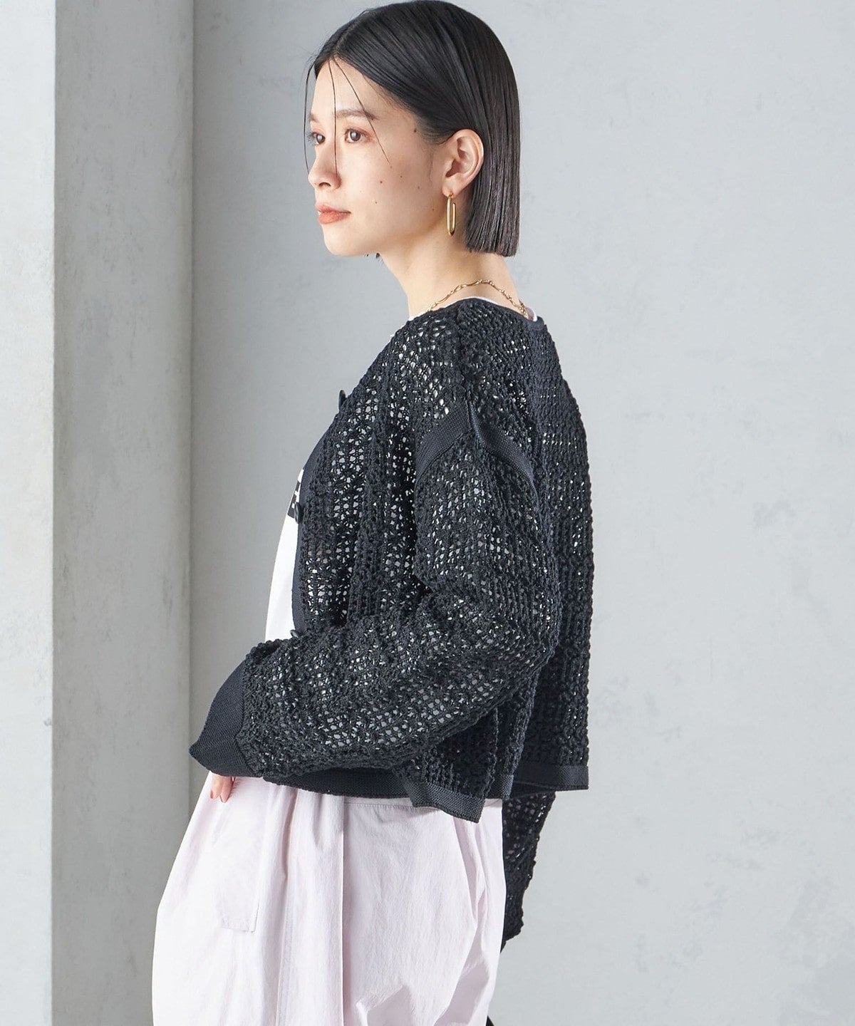 〈手洗い可能〉透かし編み 2WAY ニット ジャケット