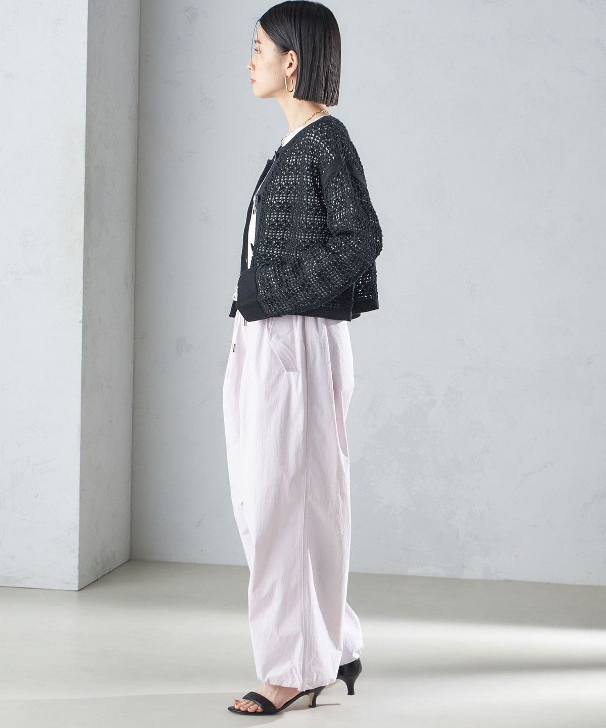 〈手洗い可能〉透かし編み 2WAY ニット ジャケット