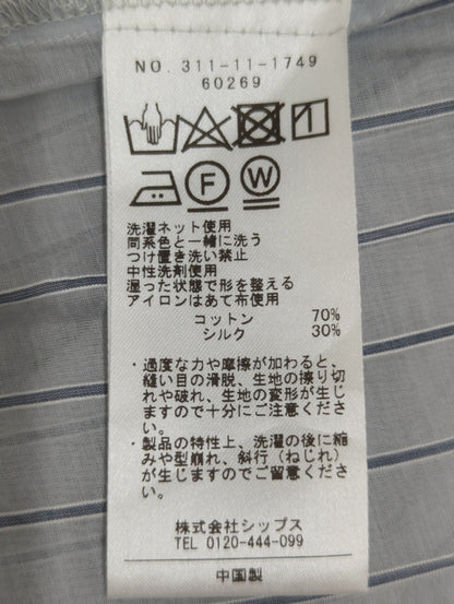 〈手洗い可能〉コットンシルクオーガンジーストライプシャツワンピース
