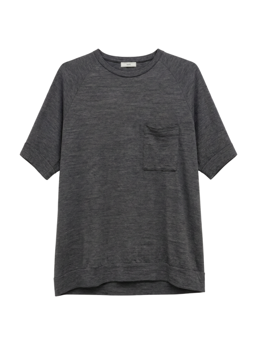 SHIPS: 【ウォッシャブル】 super 100s 梳毛ウールジャージ クルーネックTシャツ