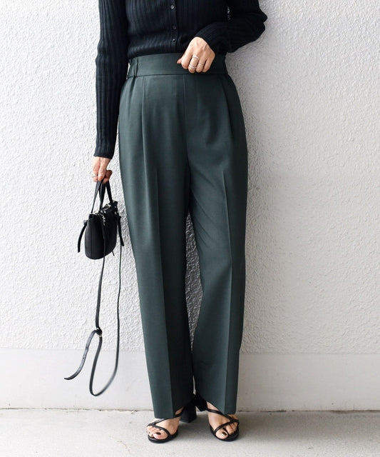 〈手洗い可能〉ソリッドセミワイドパンツ