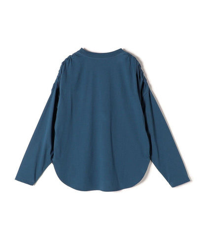 〈洗濯機可能〉ショルダー ギャザー ラウンド へム ロング スリーブ TEE