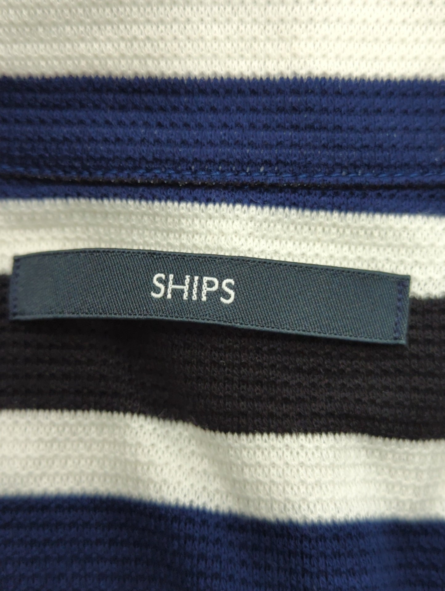 SHIPS:  ハニカム ストライプ オープンカラー シャツ