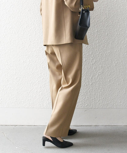 SHIPS any:〈手洗い可能〉ウールライク フロント ボタン ロング パンツ ［NAVY BLUE］