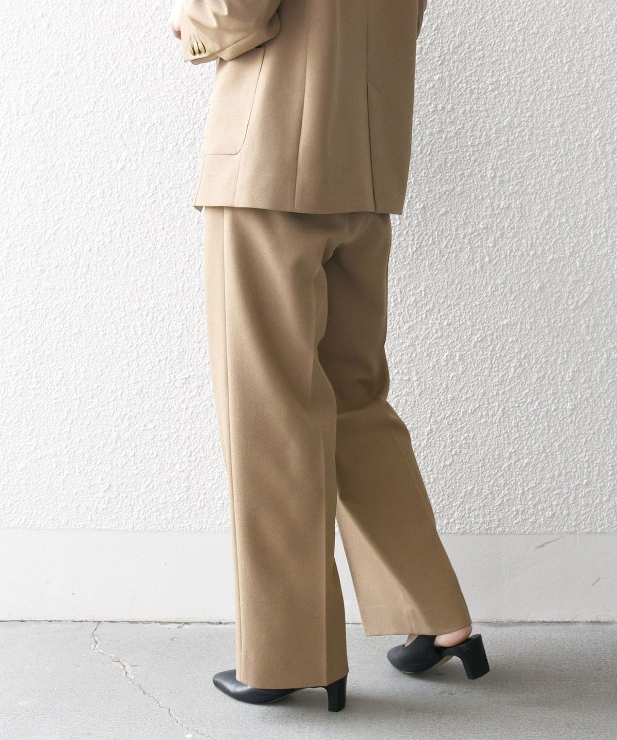 SHIPS any:〈手洗い可能〉ウールライク フロント ボタン ロング パンツ ［NAVY BLUE］