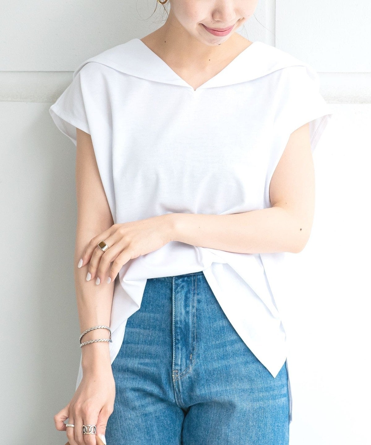 SHIPS any: セーラーカラー TEE〈ウォッシャブル〉