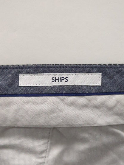 SHIPS: コットン/GARA スリム ノープリーツ パンツ