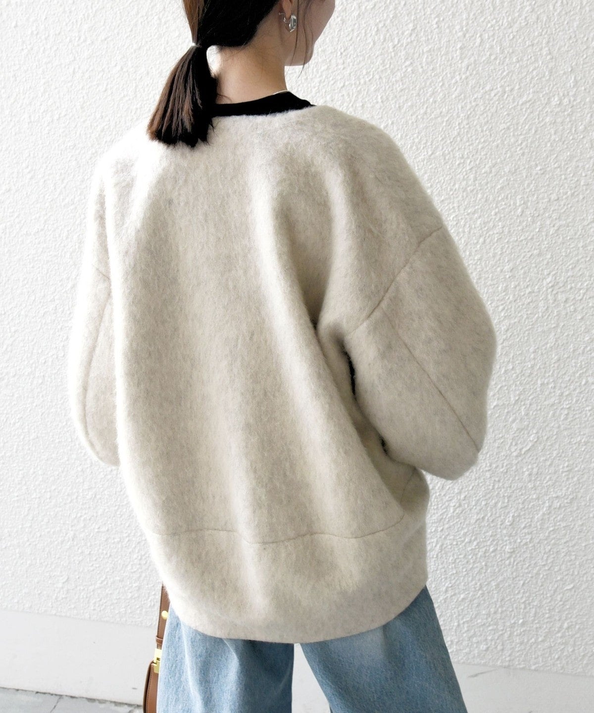SHIPS any: ウール ミックス シャギー ノーカラー コクーン コート