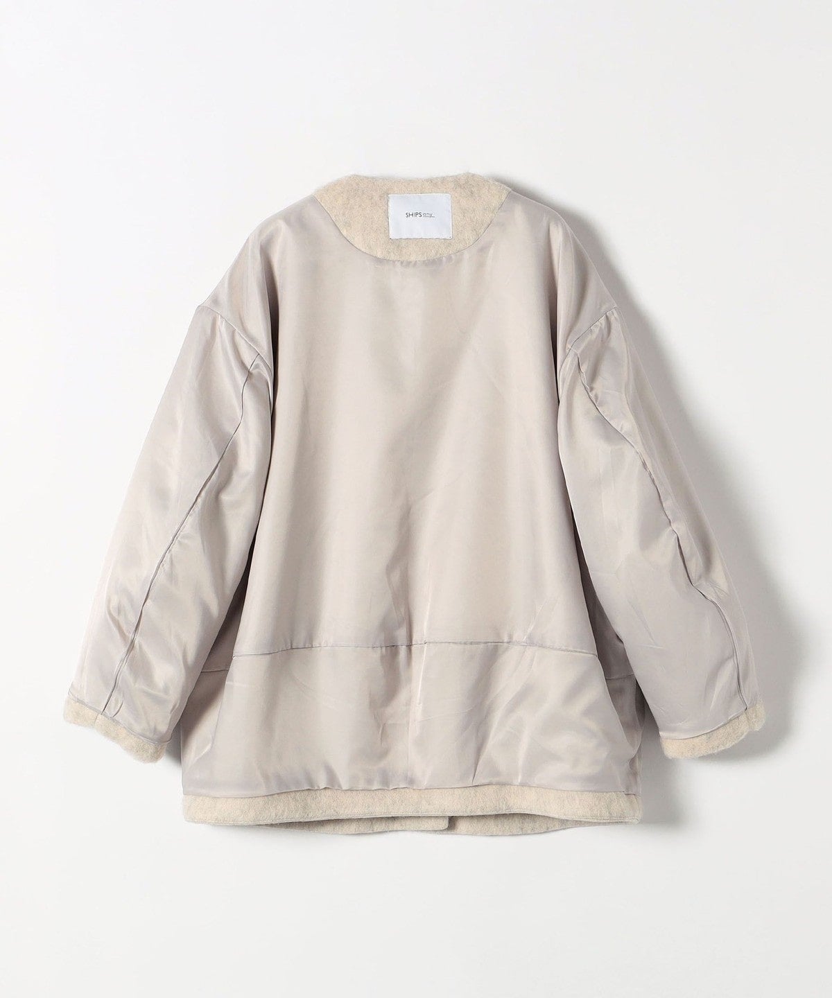 SHIPS any: ウール ミックス シャギー ノーカラー コクーン コート