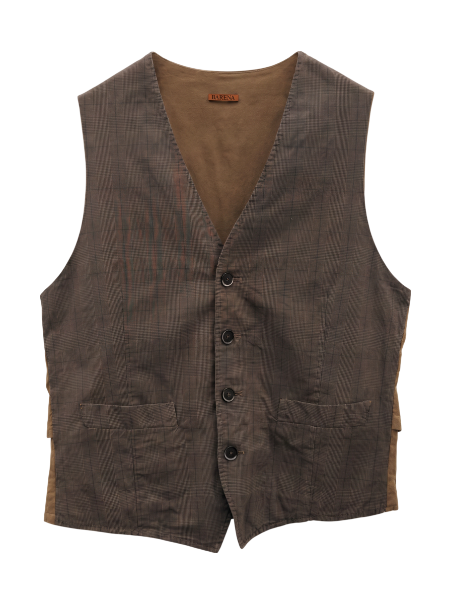 BARENA:CTN G/CHK VEST