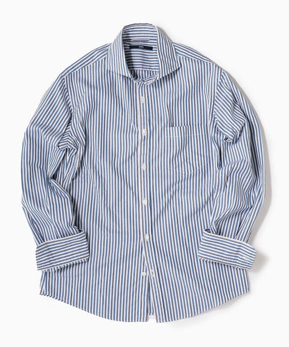 SHIPS: ヘリンボーン ストライプ セミワイドカラーシャツ