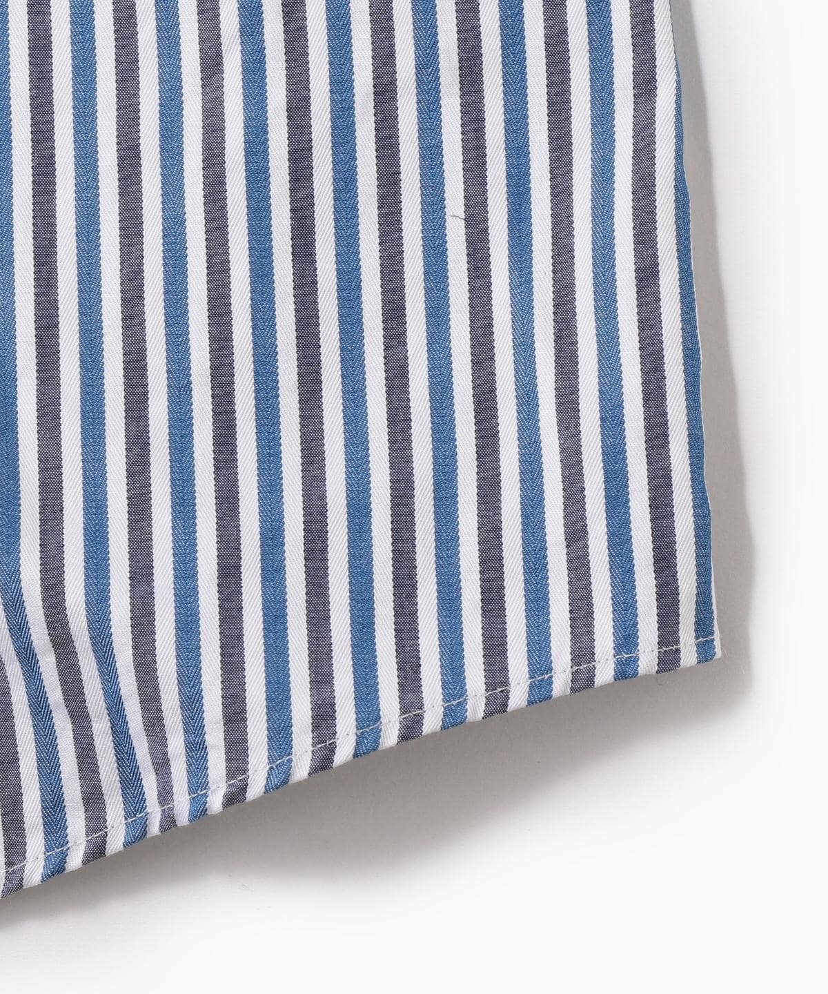 SHIPS: ヘリンボーン ストライプ セミワイドカラーシャツ