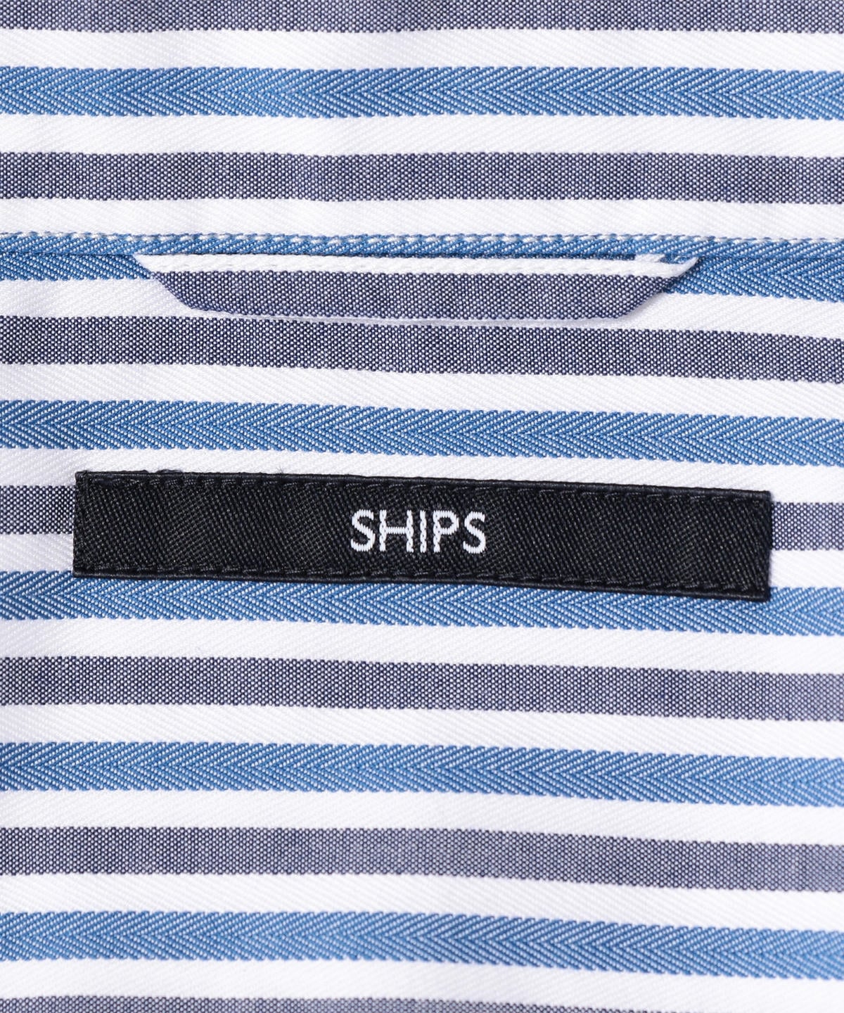 SHIPS: ヘリンボーン ストライプ セミワイドカラーシャツ