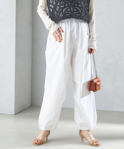 〈手洗い可能〉裾ドロスト ナイロン カーゴ パンツ