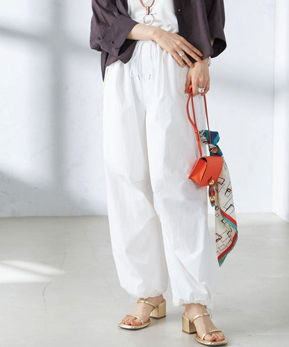 〈手洗い可能〉裾ドロスト ナイロン カーゴ パンツ