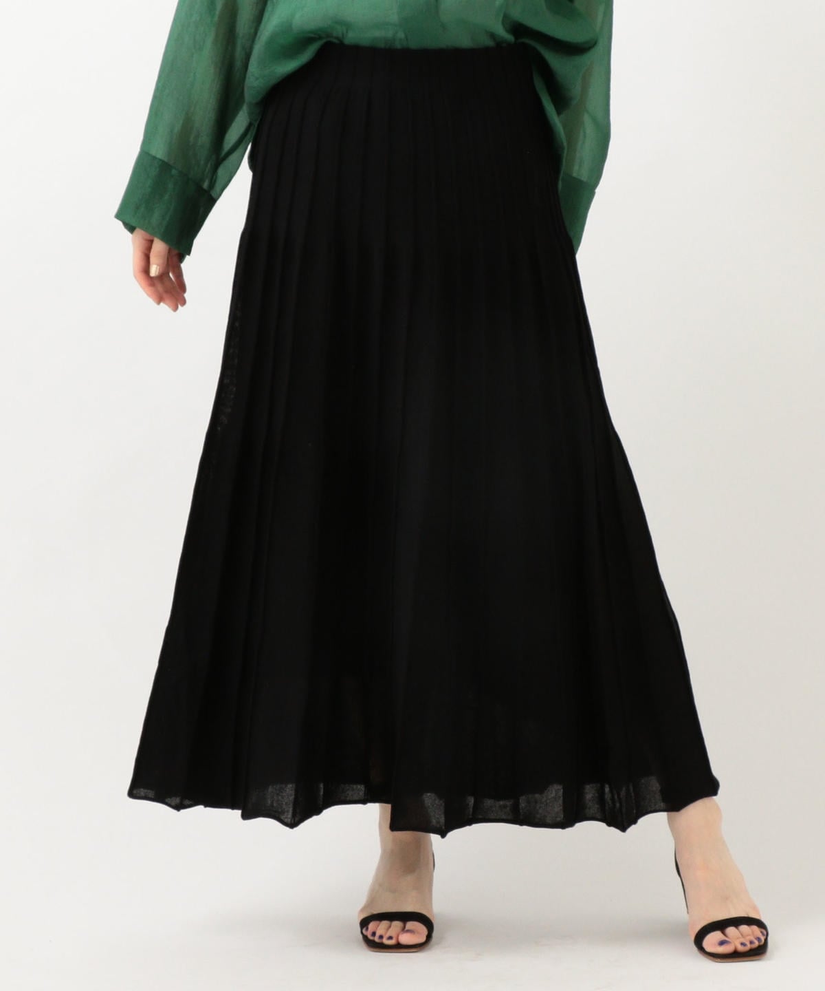 PrimaryNavyLabel:プリーツニットスカート