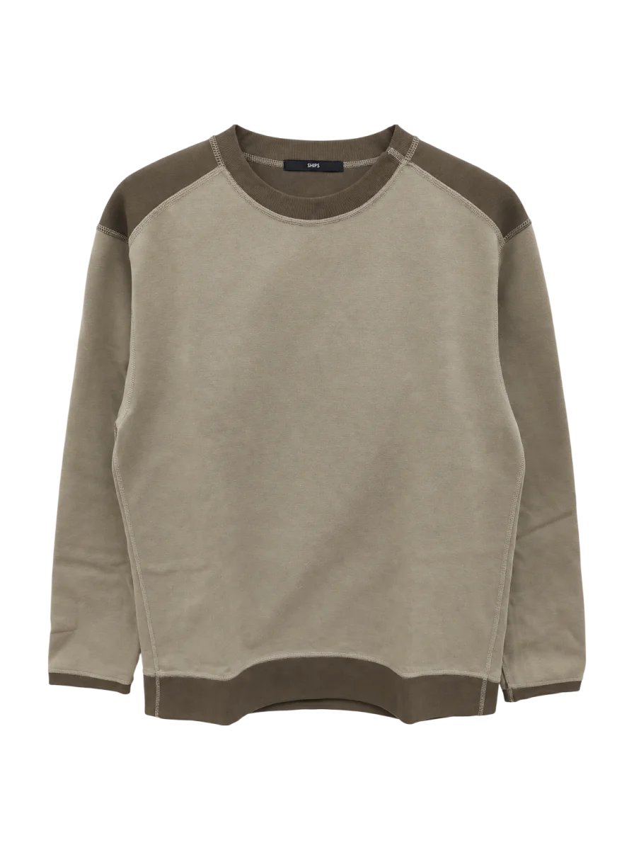 SHIPS: japan quality ダンボール 切り替え ロングスリーブ Tシャツ(ロンT)