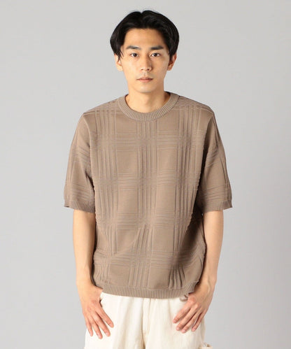 SHIPS: japan quality AMOSSA(R) リンクス チェック ニットTシャツ