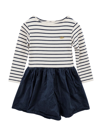 SHIPS KIDS:ボーダー ドッキング ワンピース(100〜130cm)