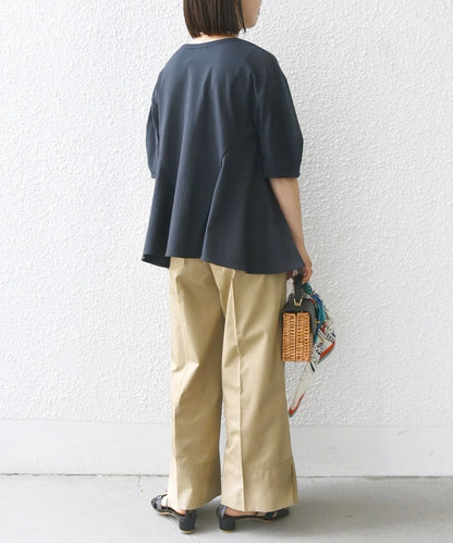【WEB限定】 〈洗濯機可能〉へムフレア 5分袖 カットソー
