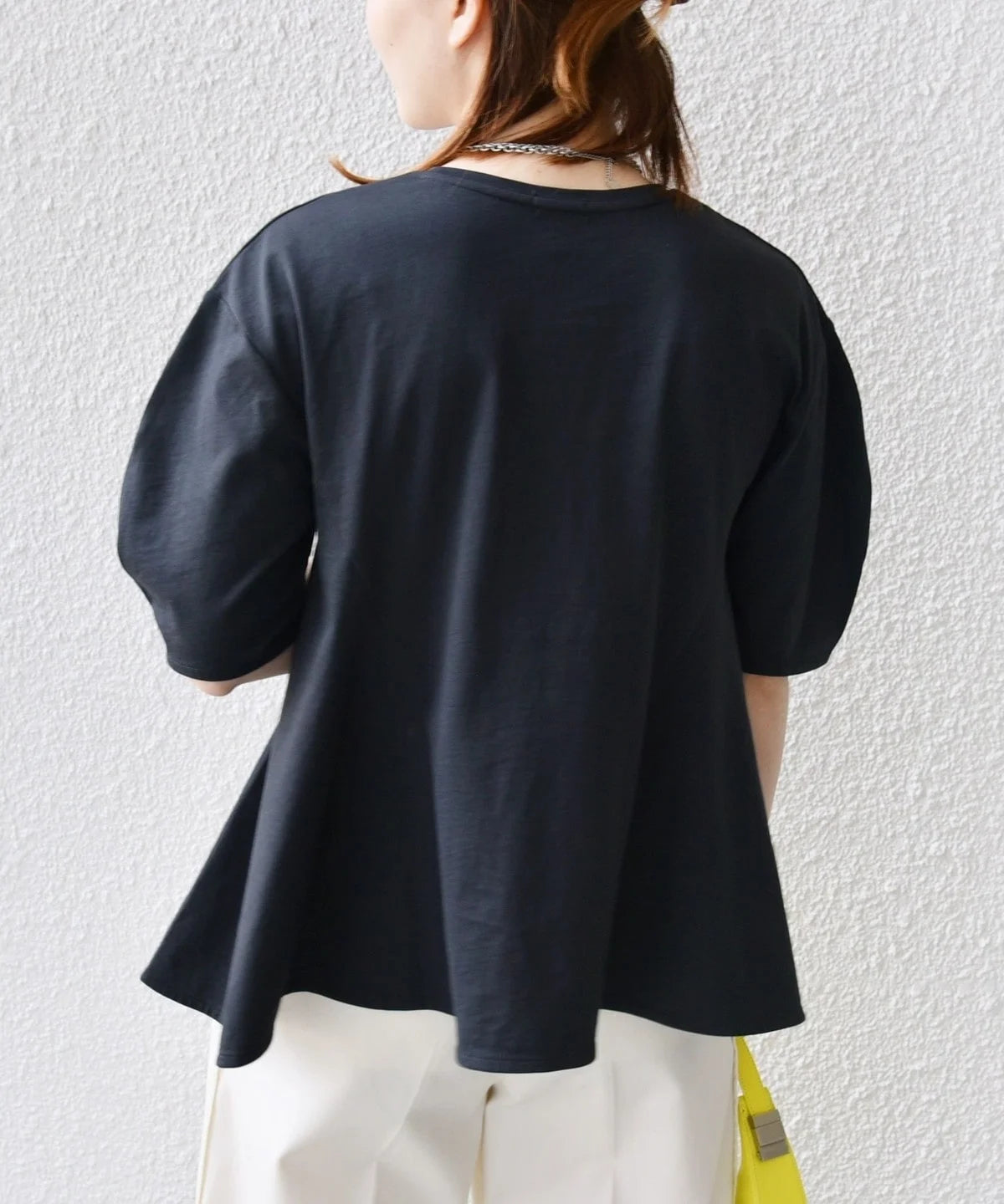 【WEB限定】 〈洗濯機可能〉へムフレア 5分袖 カットソー
