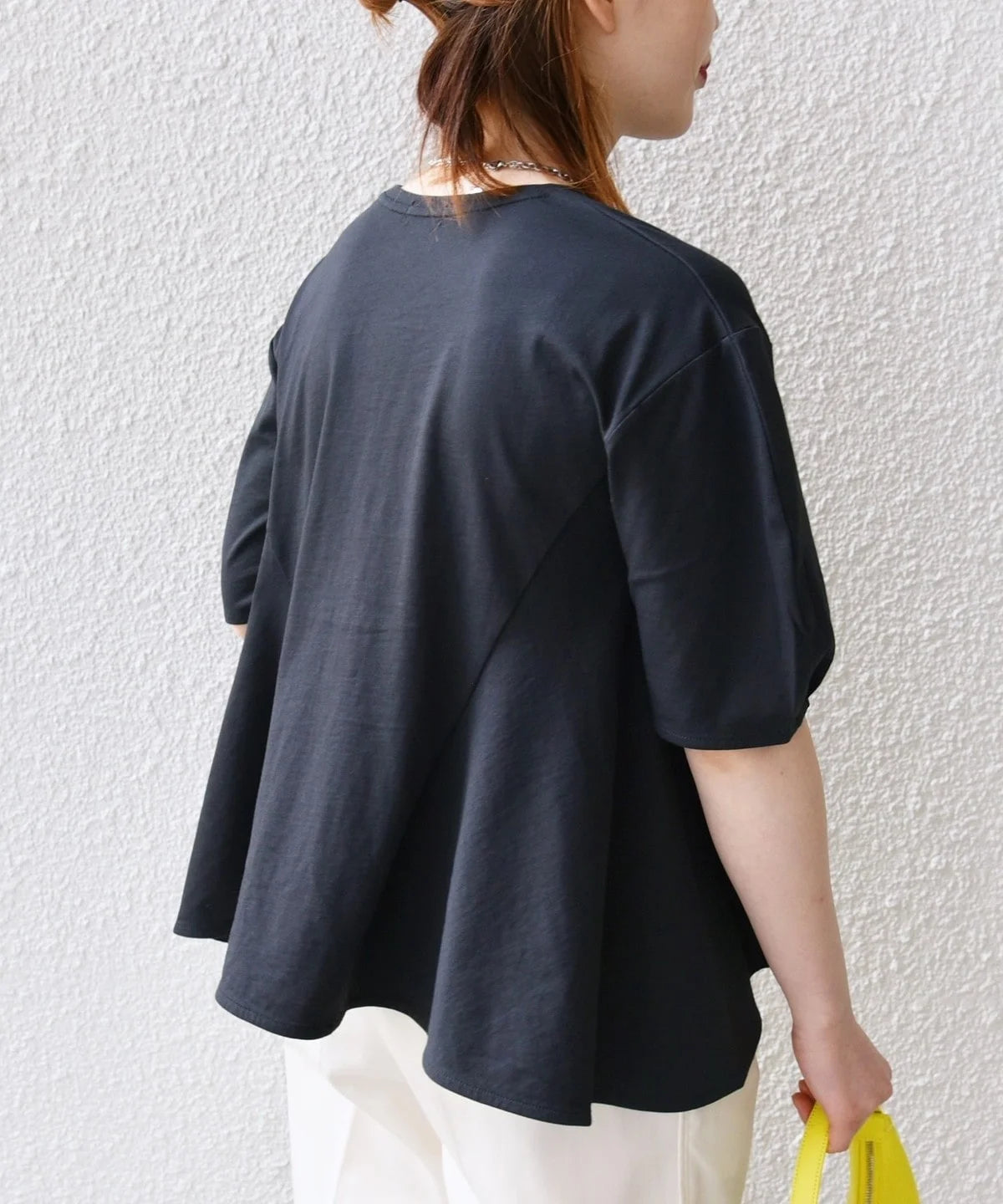 【WEB限定】 〈洗濯機可能〉へムフレア 5分袖 カットソー
