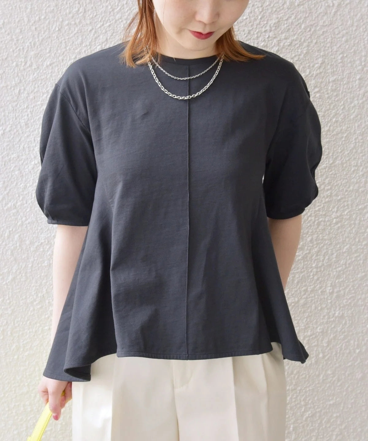 【WEB限定】 〈洗濯機可能〉へムフレア 5分袖 カットソー