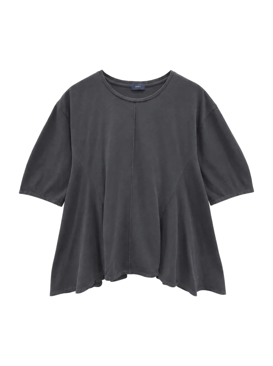【WEB限定】 〈洗濯機可能〉へムフレア 5分袖 カットソー