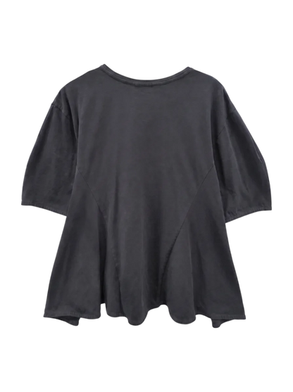 【WEB限定】 〈洗濯機可能〉へムフレア 5分袖 カットソー