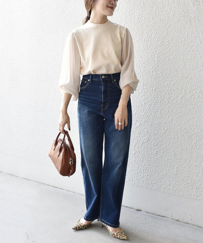 【WEB限定】〈手洗い可能〉シフォンスリーブニット