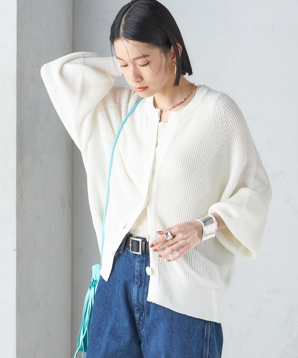 〈手洗い可能〉ペーパー コットン カーディガン