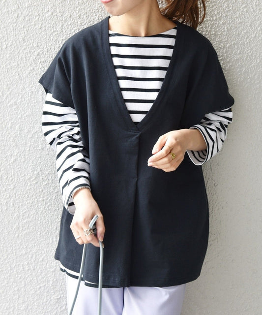 SHIPS any:〈ウォッシャブル〉ツイル ジャージ ジレ ベスト