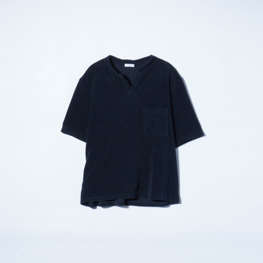 SHIPS:ALBINI パイル ジャージ キーネック ポケット付き Tシャツ【日本製】