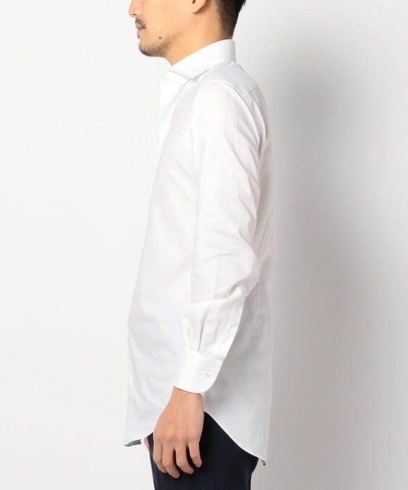 SD: ALBINI社製生地 オックスフォード ソリッド ホリゾンタルカラーシャツ（ホワイト）