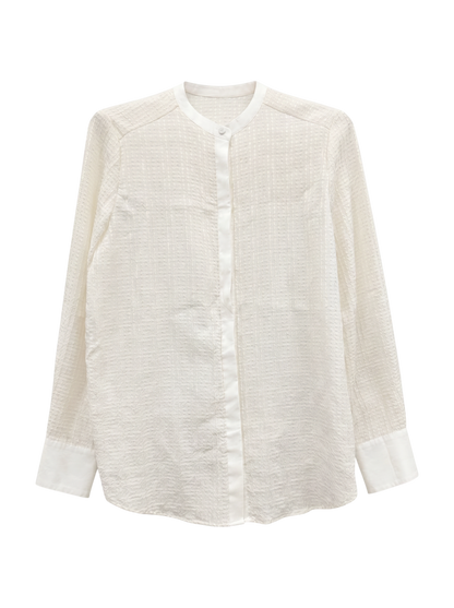〈手洗い可能〉 ジャカード バンドカラー ブラウス 24SS