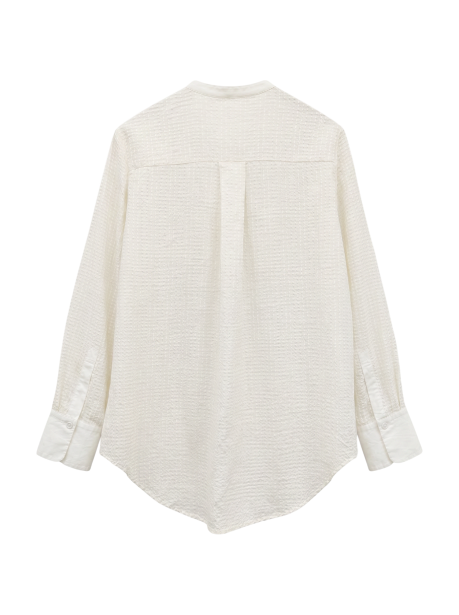 〈手洗い可能〉 ジャカード バンドカラー ブラウス 24SS