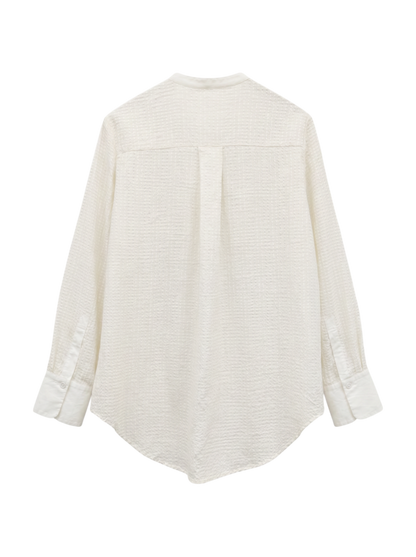 〈手洗い可能〉 ジャカード バンドカラー ブラウス 24SS