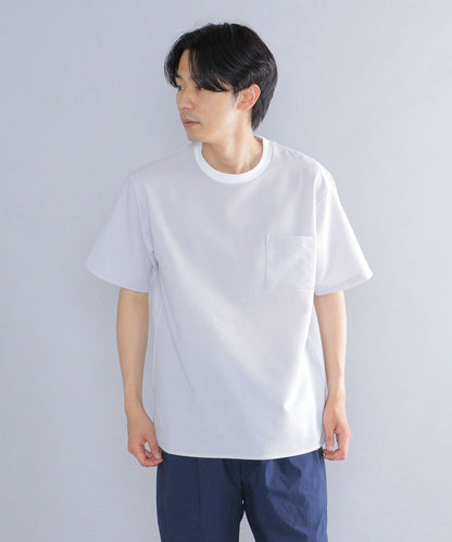 SHIPS: COOLMAX(R) シアサッカー ストライプ クルーネック Tシャツ