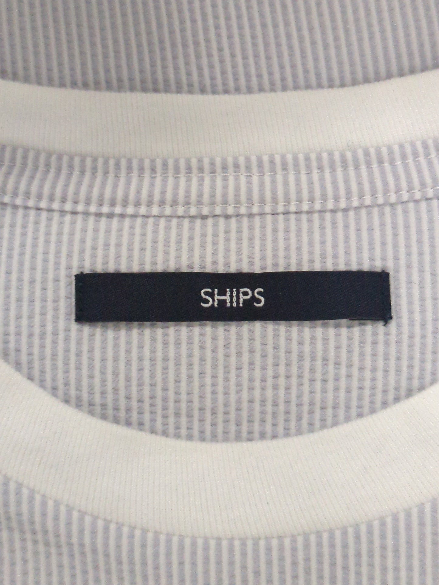 SHIPS: COOLMAX(R) シアサッカー ストライプ クルーネック Tシャツ