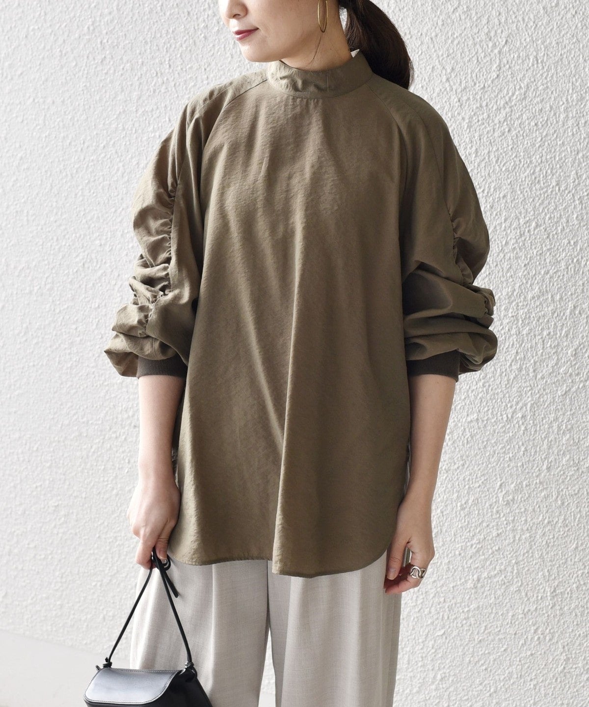 Wai+:ギャザースリーブリブプルオーバー