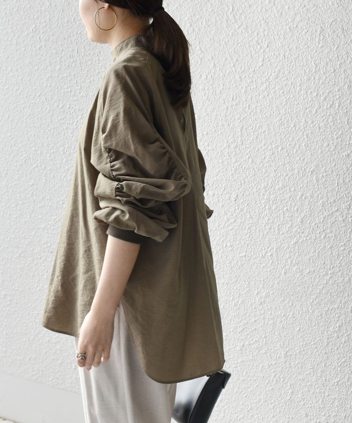 Wai+:ギャザースリーブリブプルオーバー