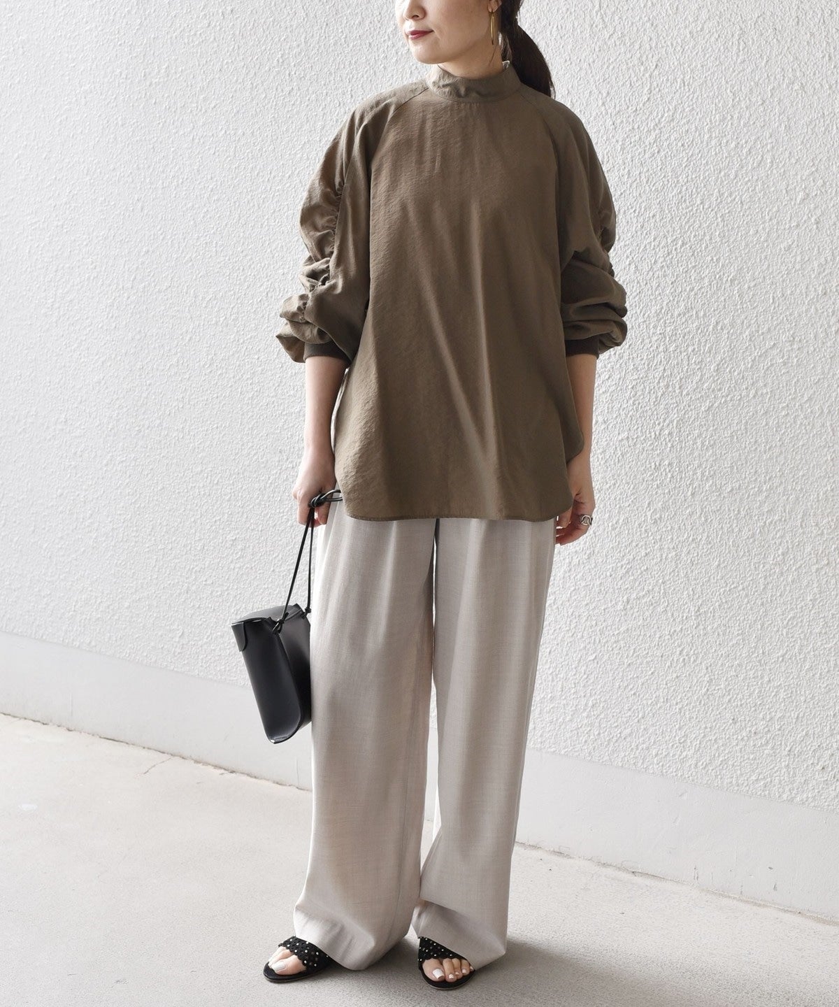 Wai+:ギャザースリーブリブプルオーバー