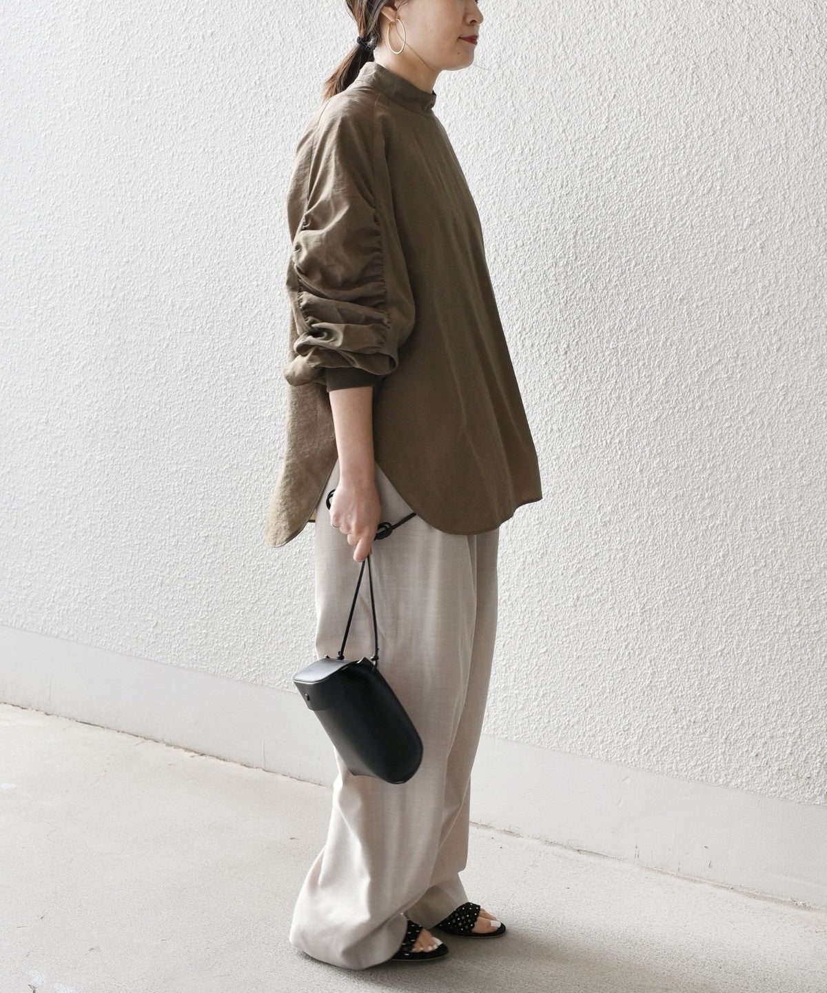 Wai+:ギャザースリーブリブプルオーバー